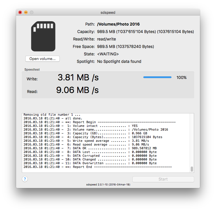 Sdspeed (LTS) - h2testw for macOS SD card test testing OS 